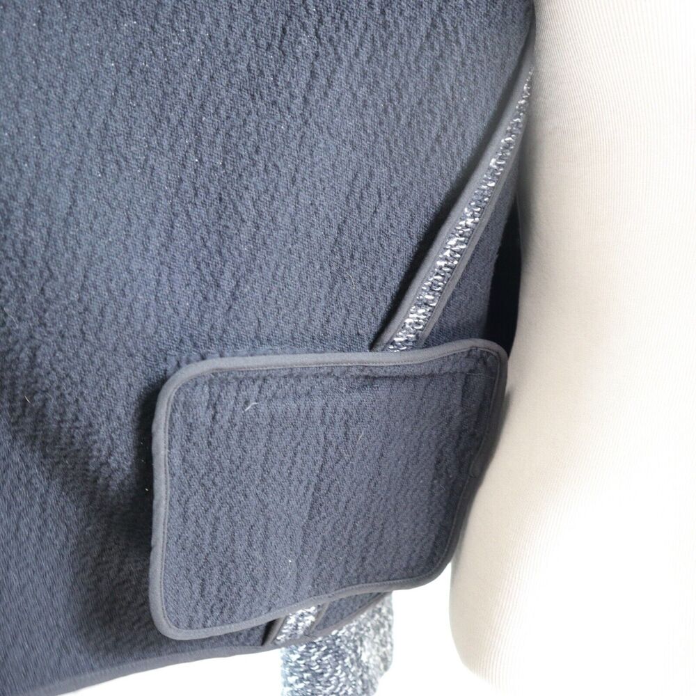 Ann Taylor Size L Boucle Tweed Draped Jacket Black White Marled - Picture 9 of 11